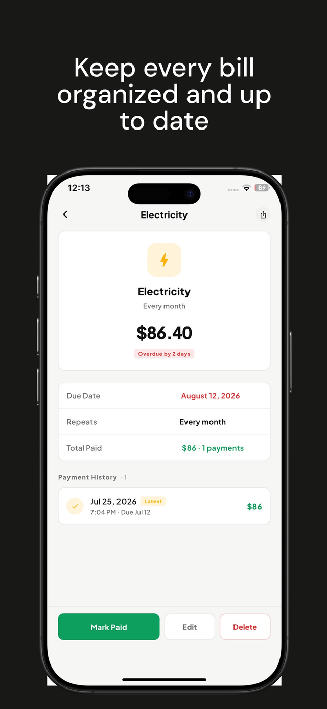 Expense Tracking bill detail screen
